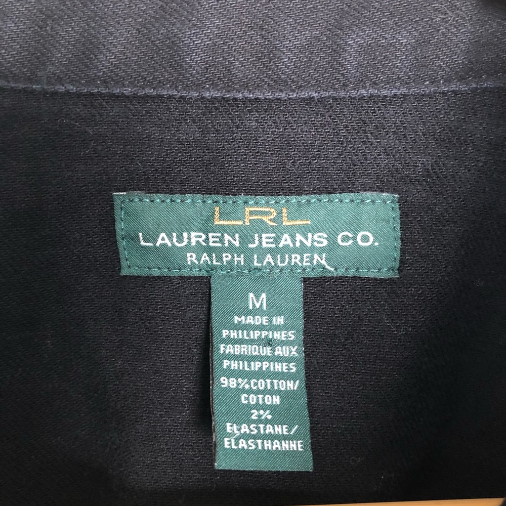 LRL Ralph Lauren Moto Jacket Cropped Black Denim M - Picture 8 of 8